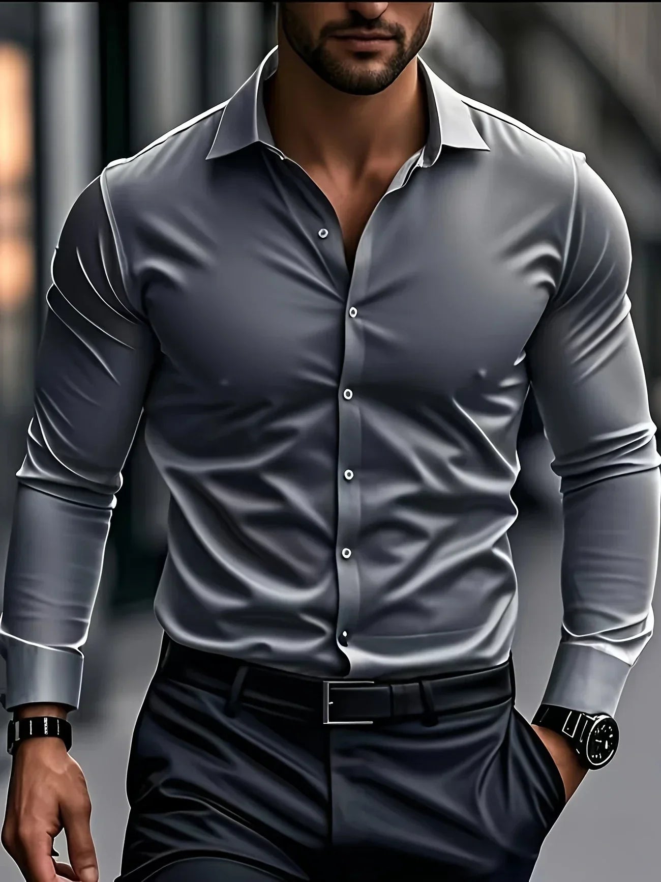 Lenoir™ | Elegant langærmet skjorte med knapper