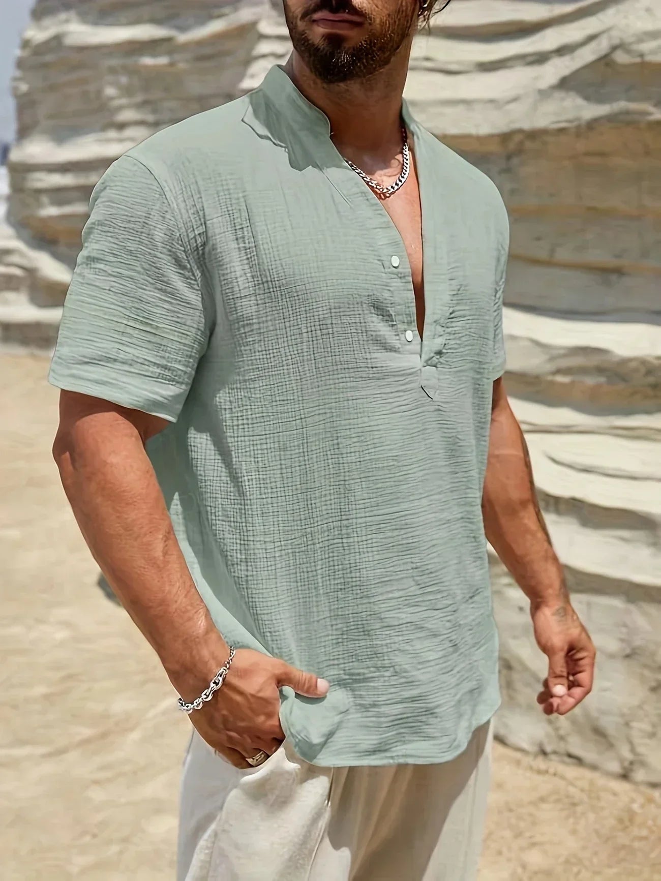Lenoir™ | Elegant sommerbluse med høj krave
