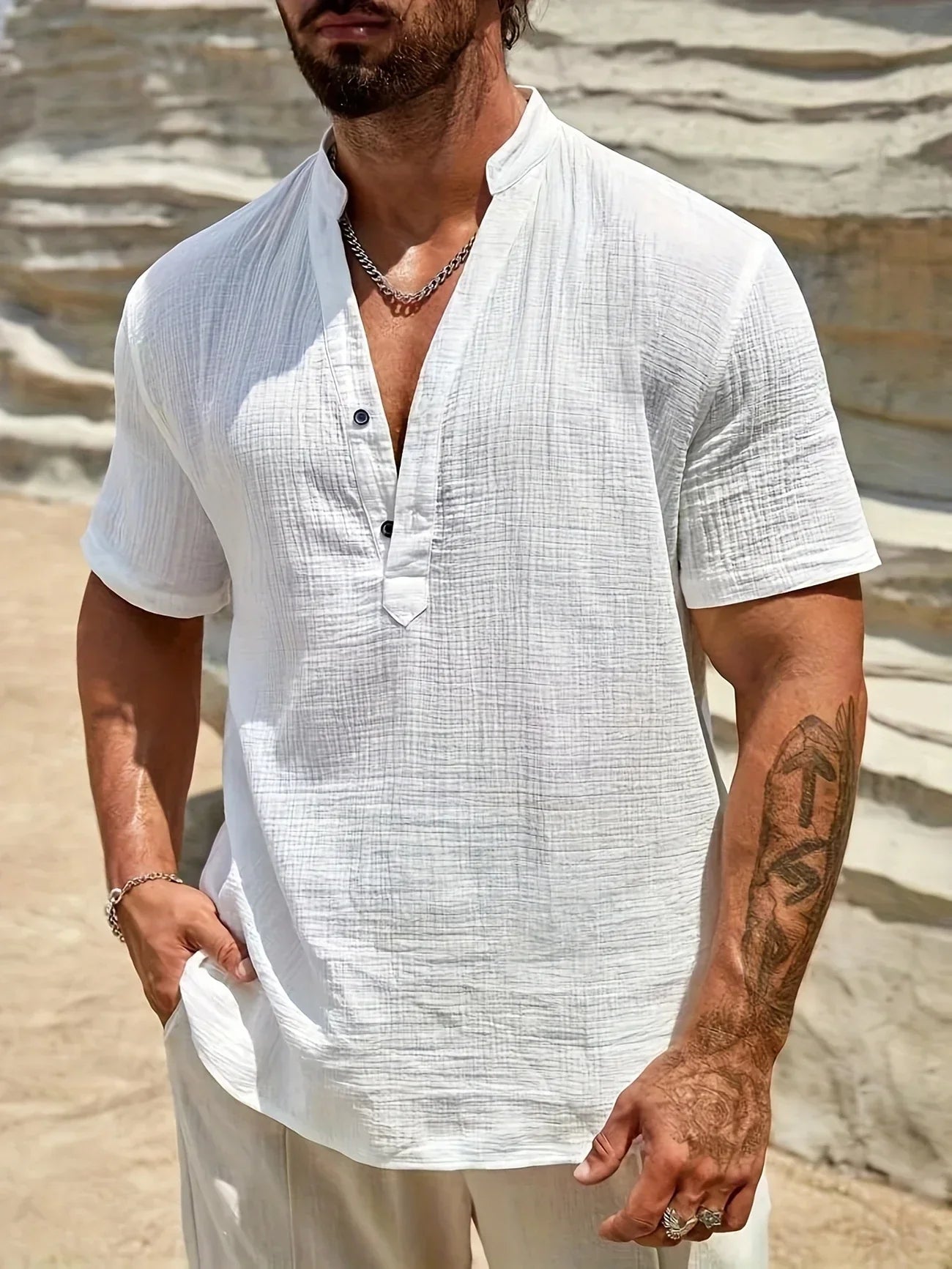 Lenoir™ | Elegant sommerbluse med høj krave