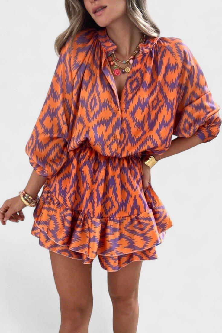 Heldragt med ikat-print