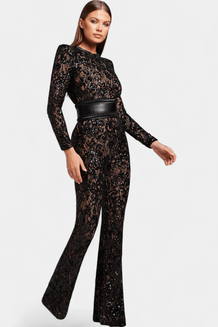 Jumpsuit med blondedetaljer