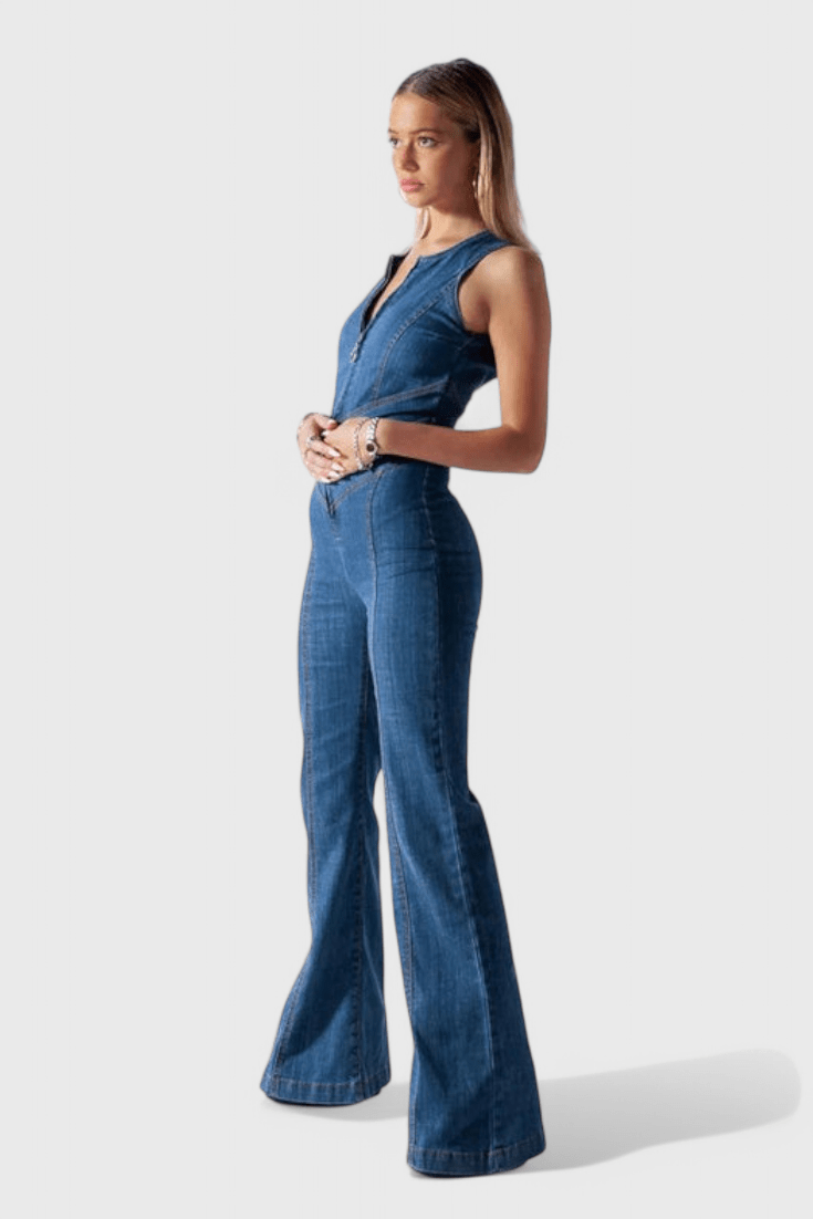Denim heldragt med hjerteryg
