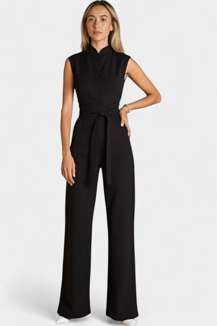 Ærmeløs jumpsuit med høj krave