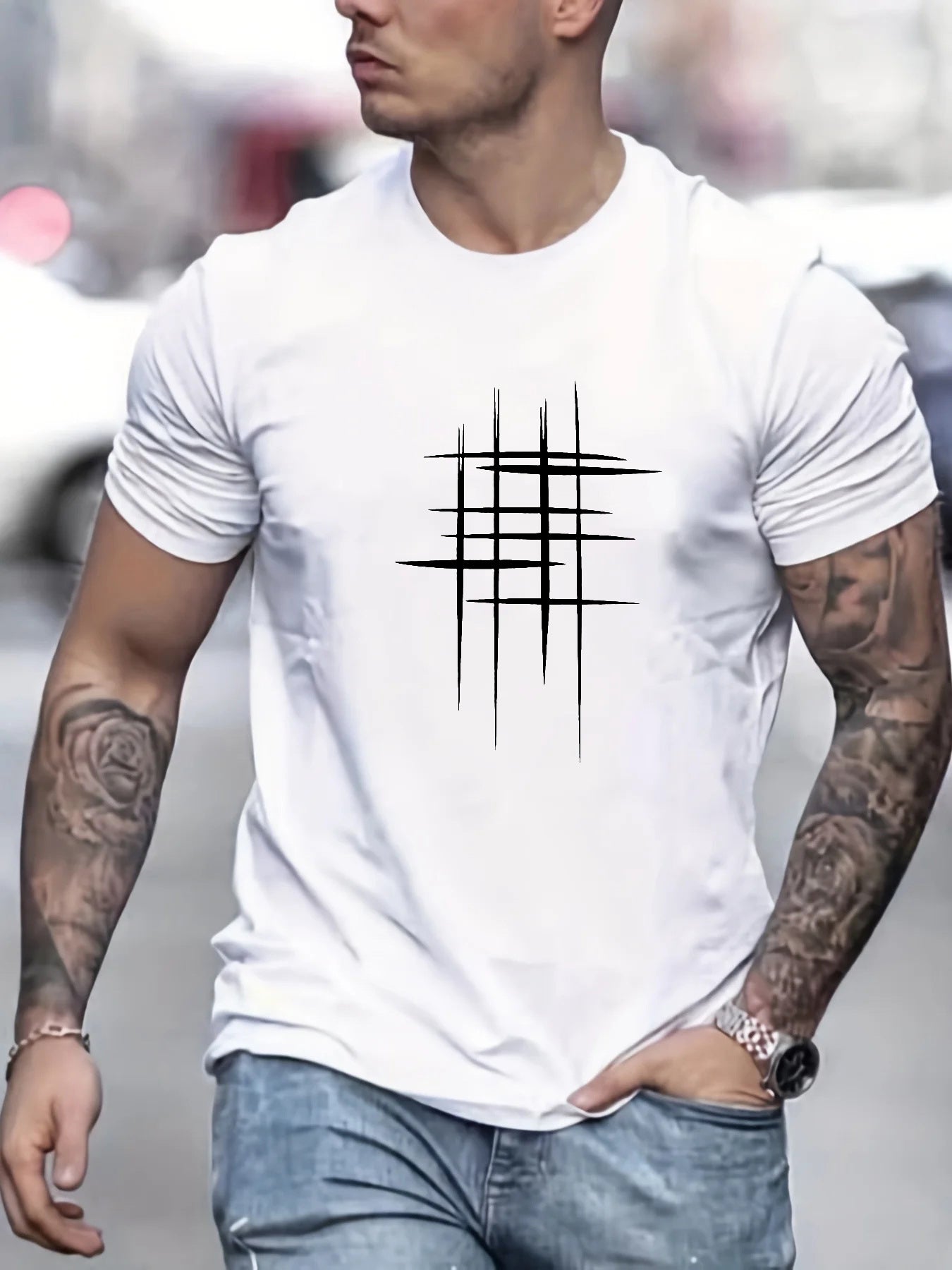 Lenoir™ | Elegant T-shirt med rund hals og grafisk print