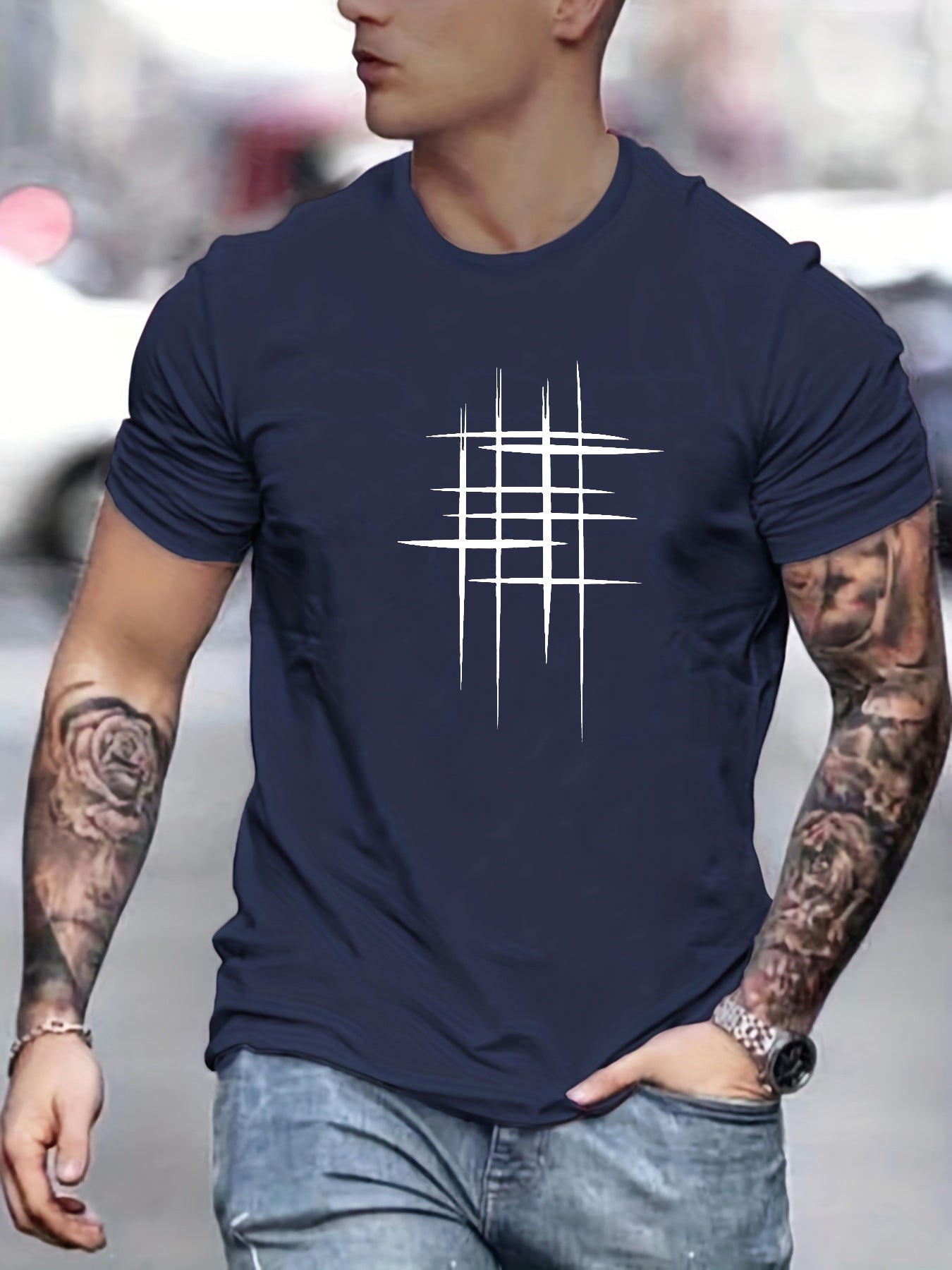 Lenoir™ | Elegant T-shirt med rund hals og grafisk print