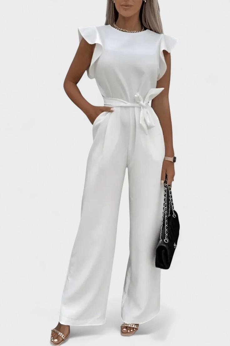 Jumpsuit med flæser på skuldrene