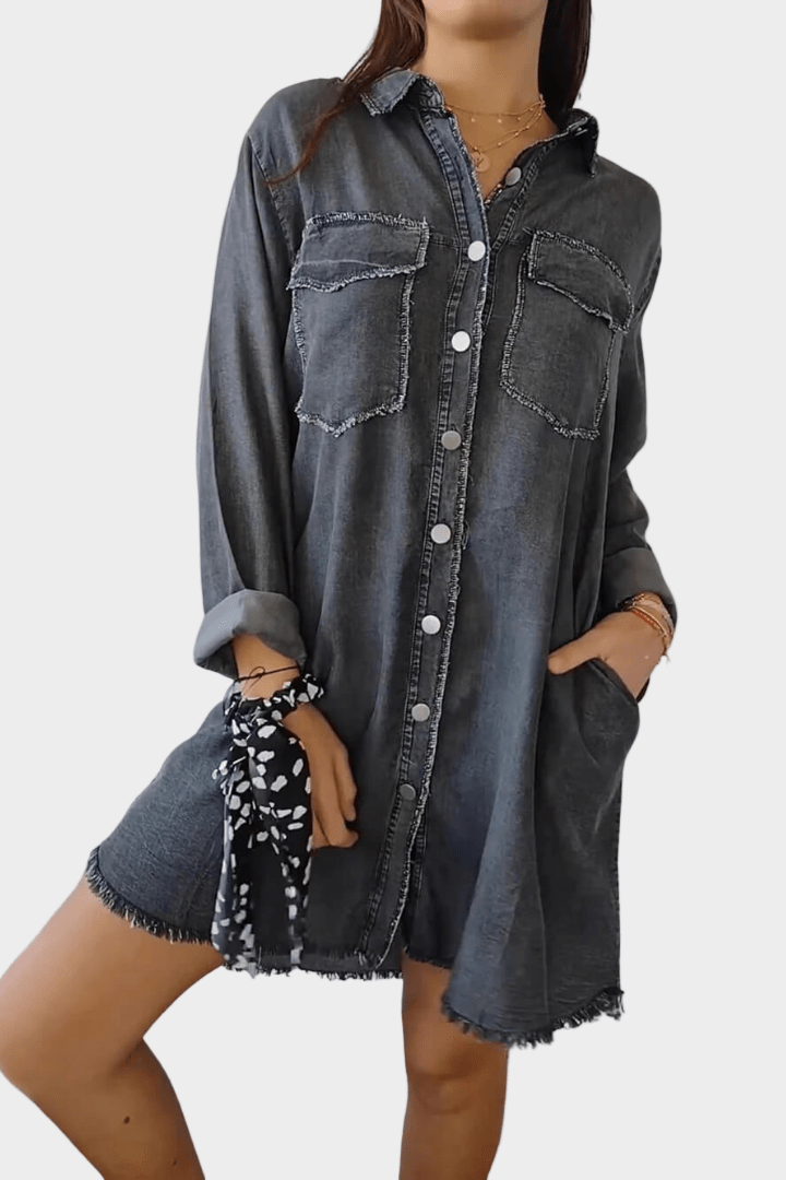 Denim skjortekjole med lommer