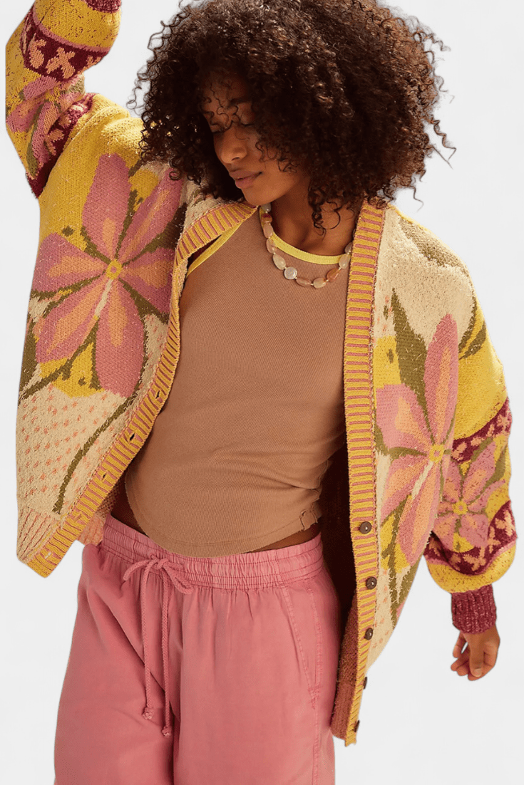 Blomstret cardigan