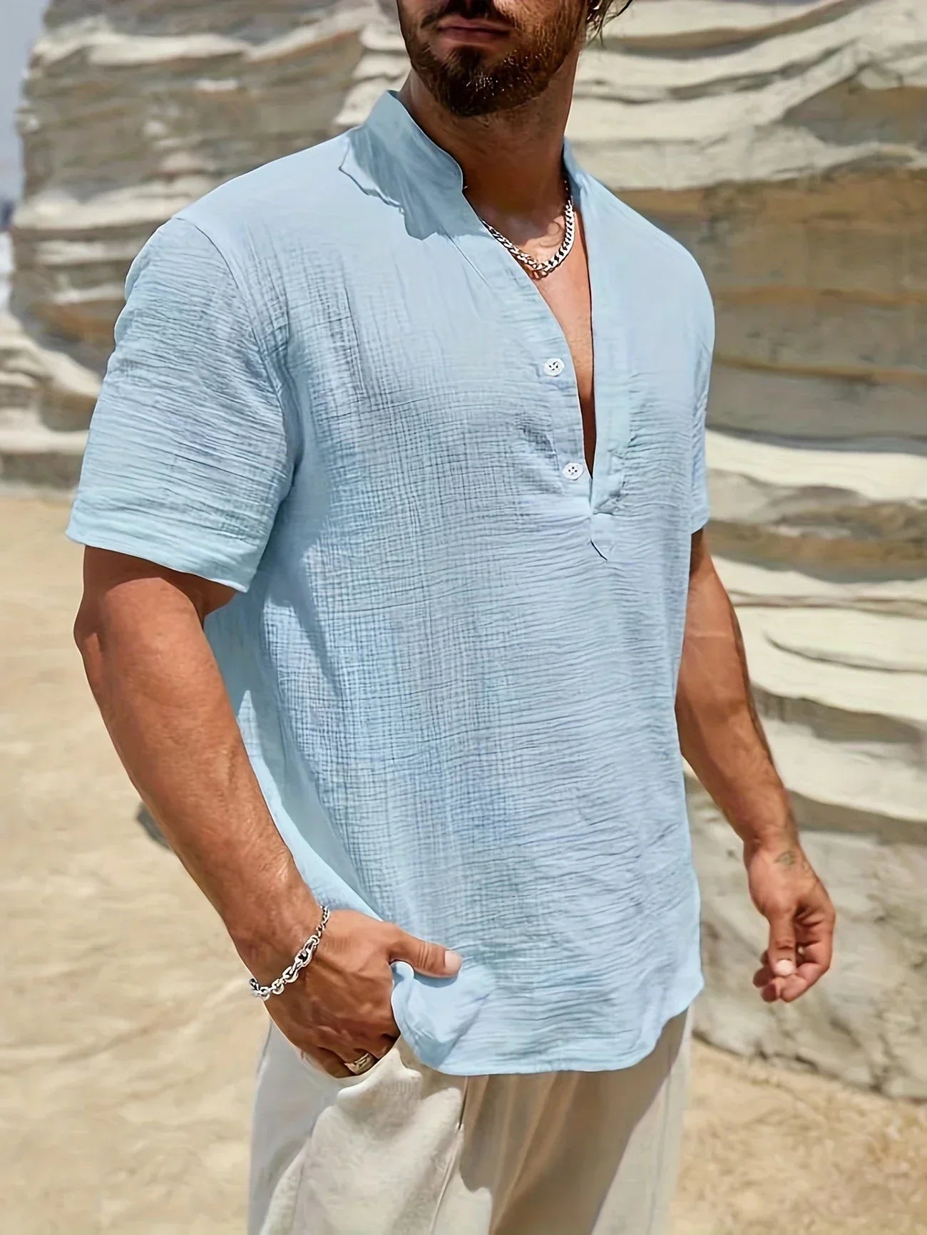 Lenoir™ | Elegant sommerbluse med høj krave