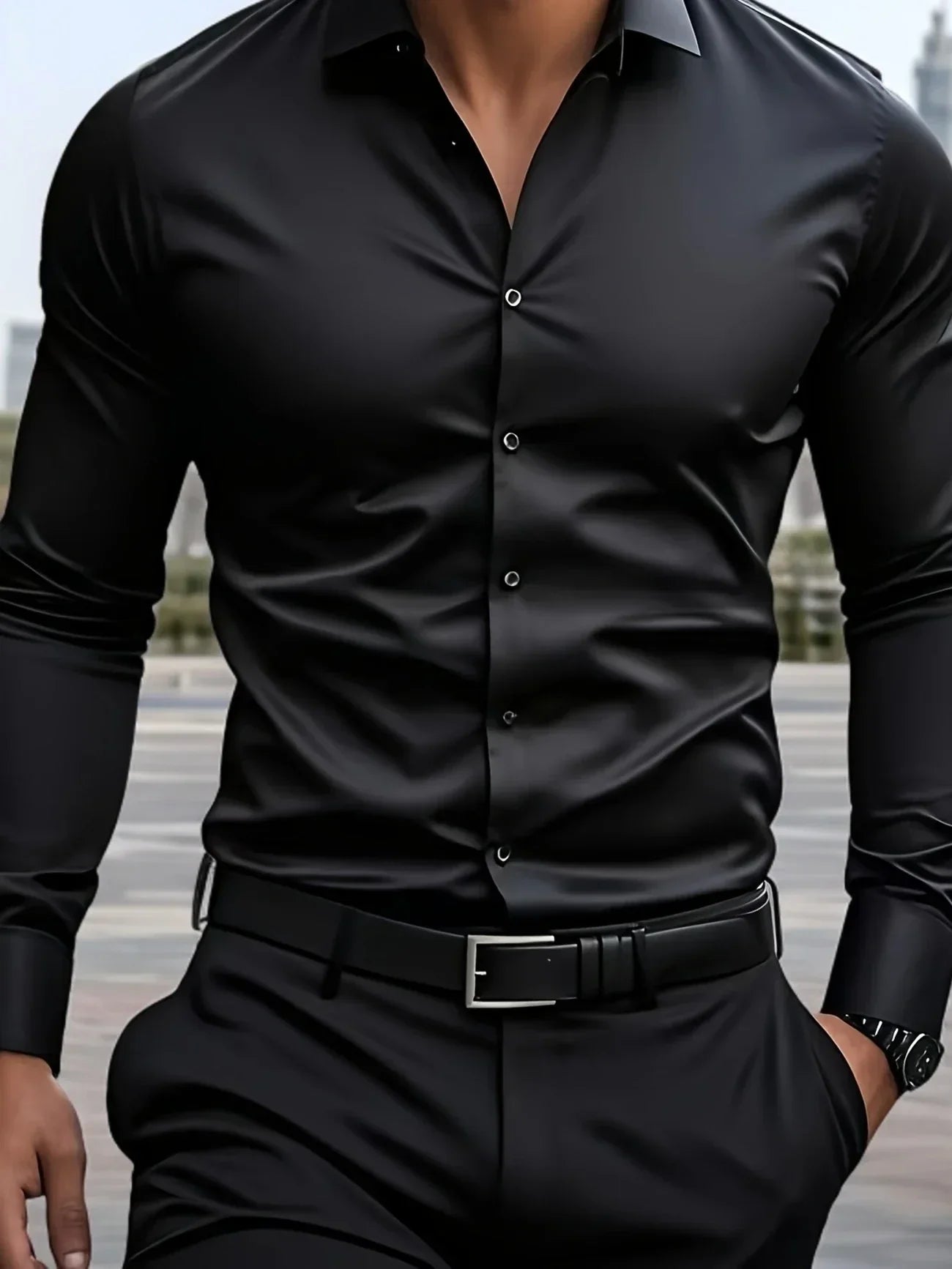 Lenoir™ | Elegant langærmet skjorte med knapper