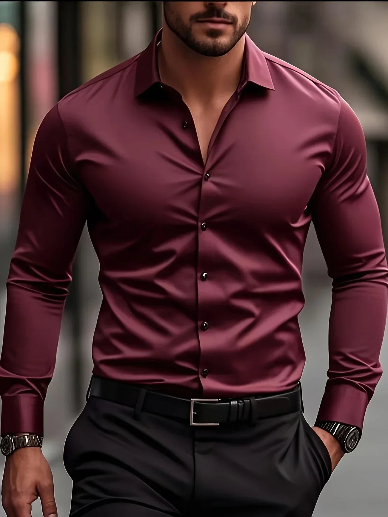 Lenoir™ | Elegant langærmet skjorte med knapper