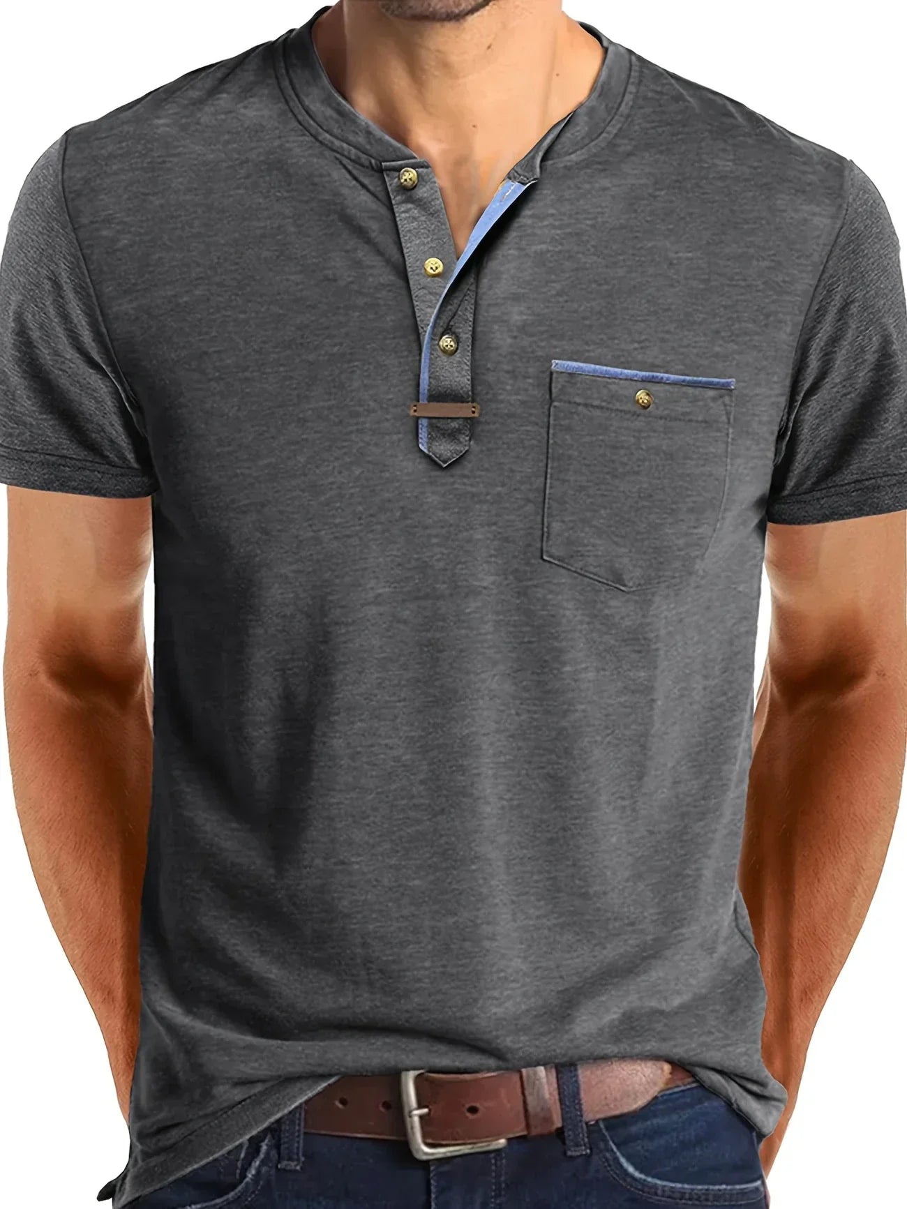 Lenoir™ | Elegant T-shirt med rund hals og lomme