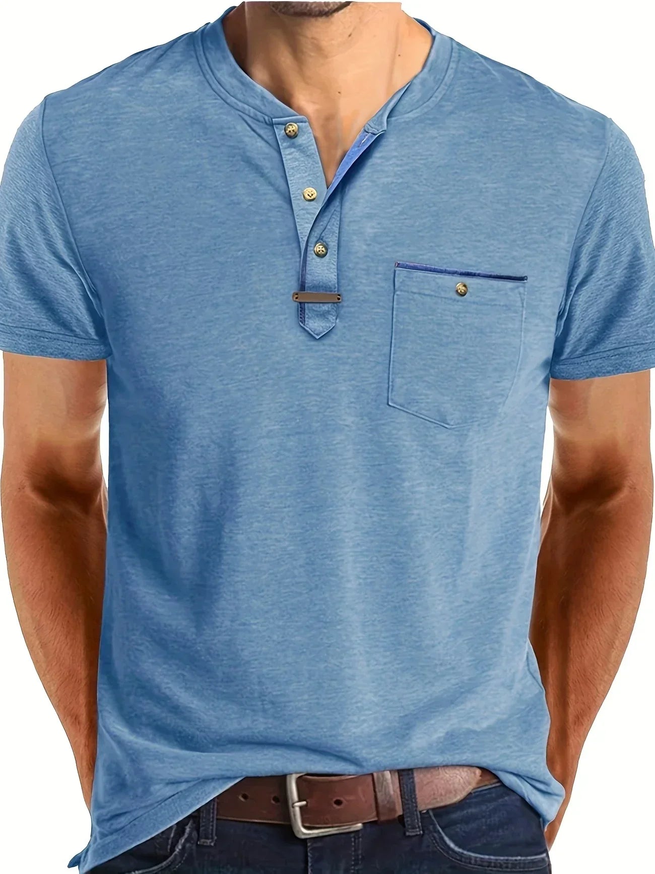 Lenoir™ | Elegant T-shirt med rund hals og lomme