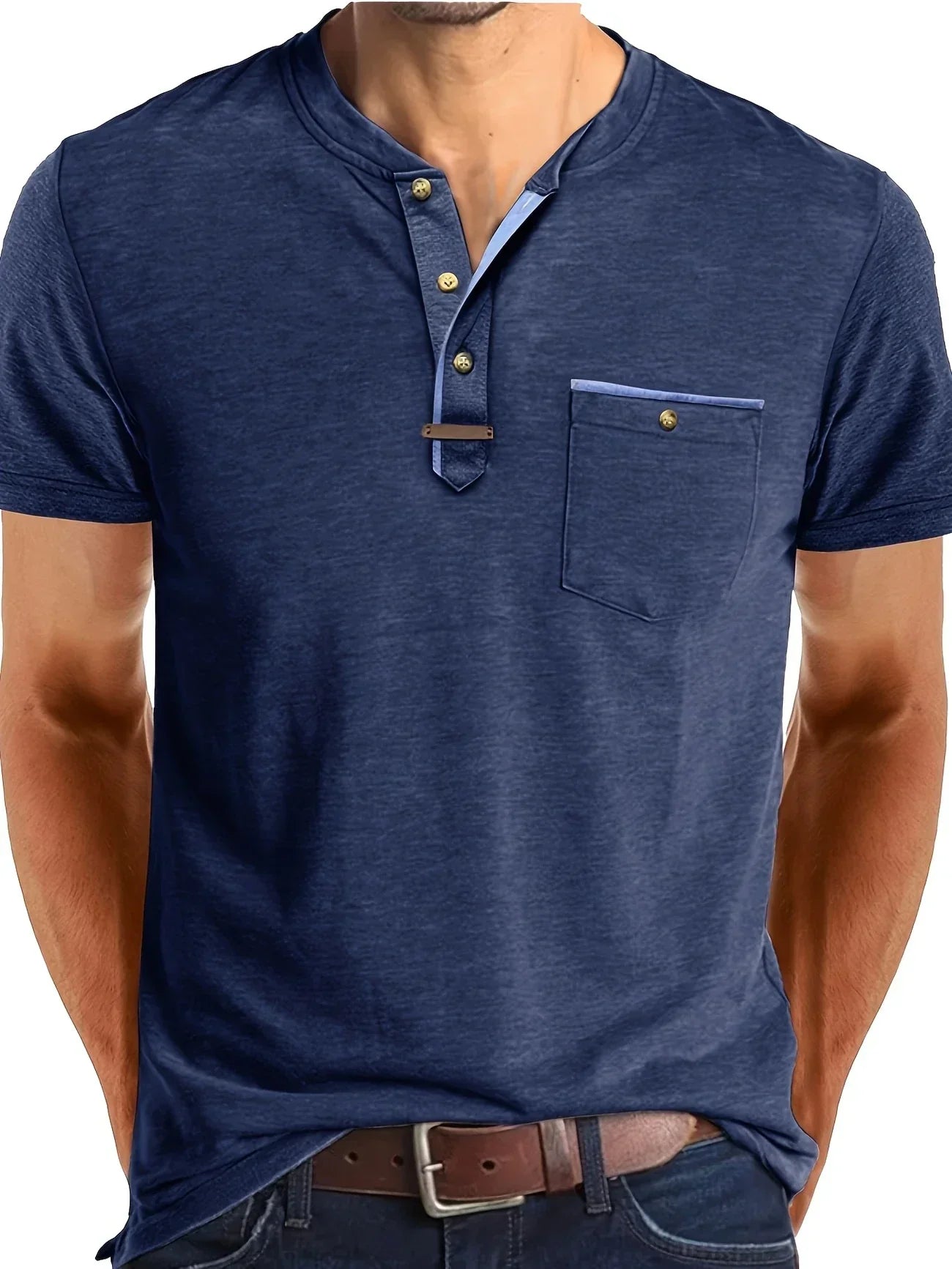 Lenoir™ | Elegant T-shirt med rund hals og lomme