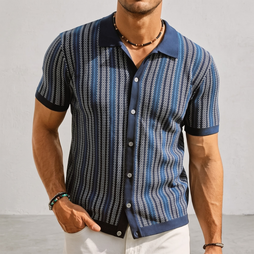 Stribet Strikpolo