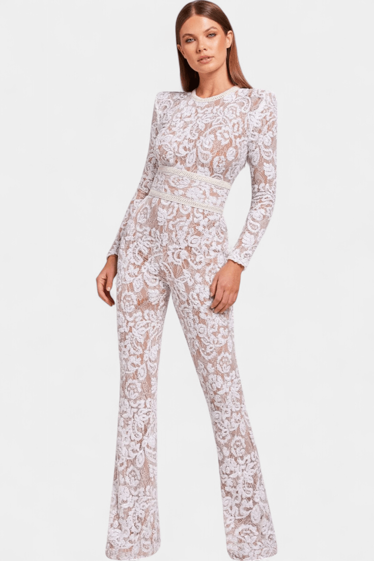 Jumpsuit med blondedetaljer