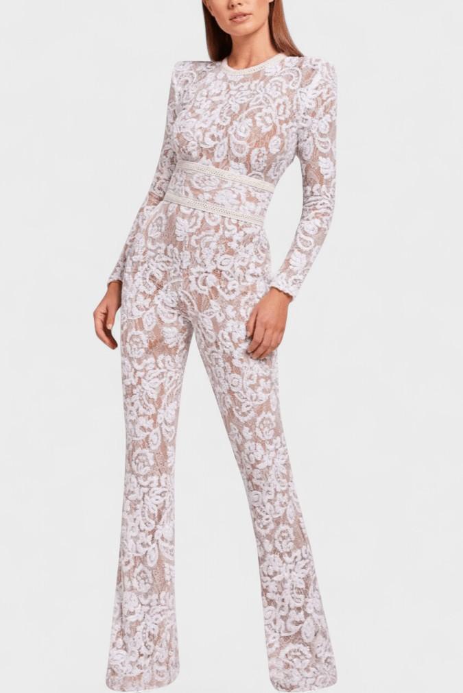 Jumpsuit med blondedetaljer