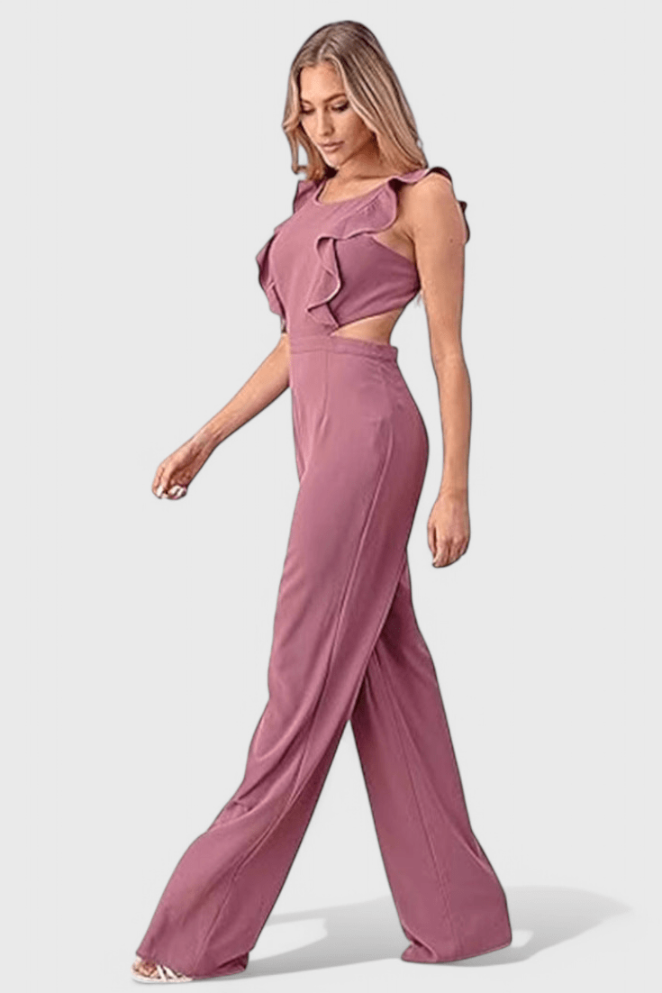 Ærmeløs heldragt med flæse