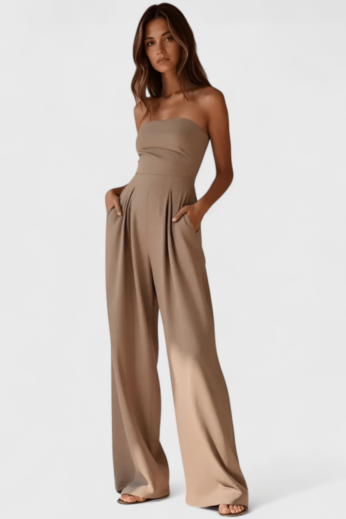 Ærmeløs jumpsuit med vide ben