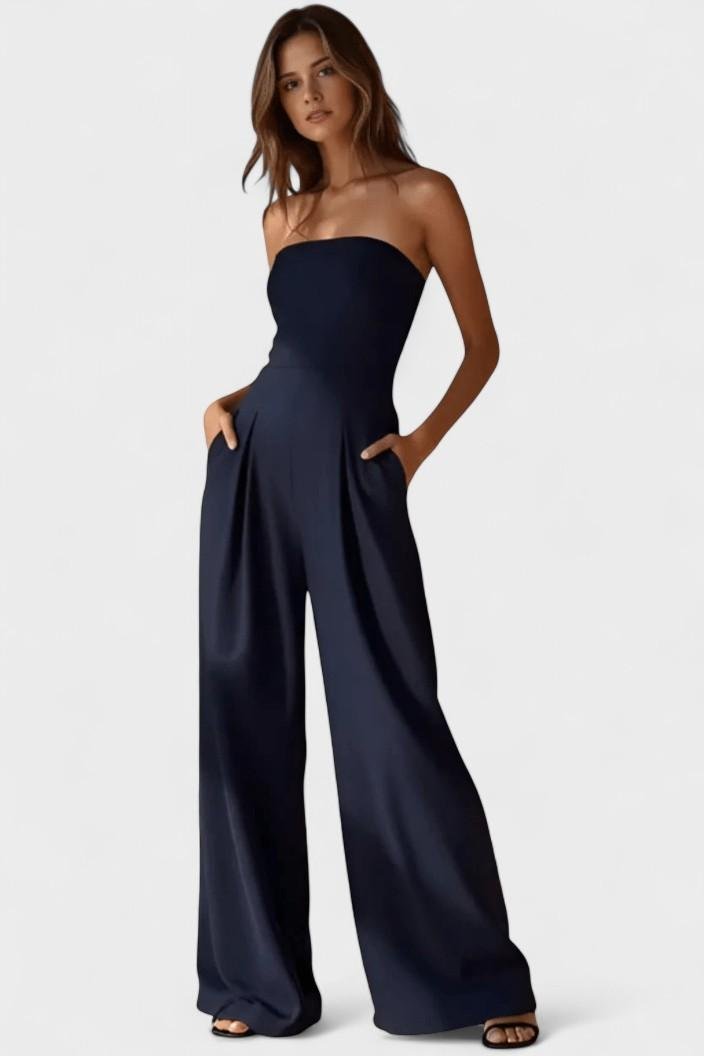 Ærmeløs jumpsuit med vide ben