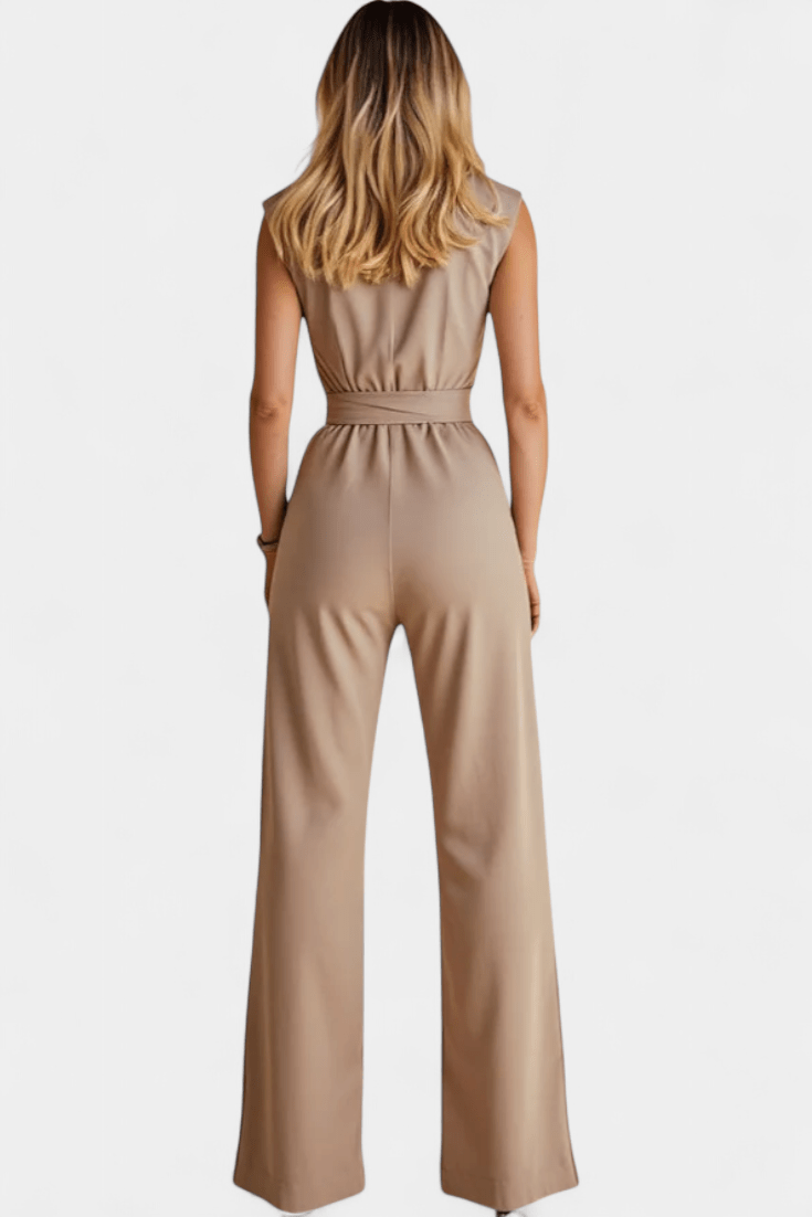Ærmeløs jumpsuit med høj krave