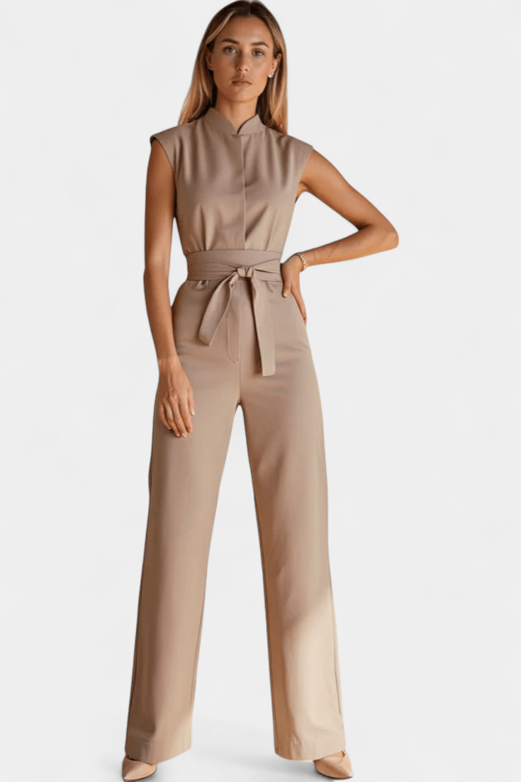 Ærmeløs jumpsuit med høj krave