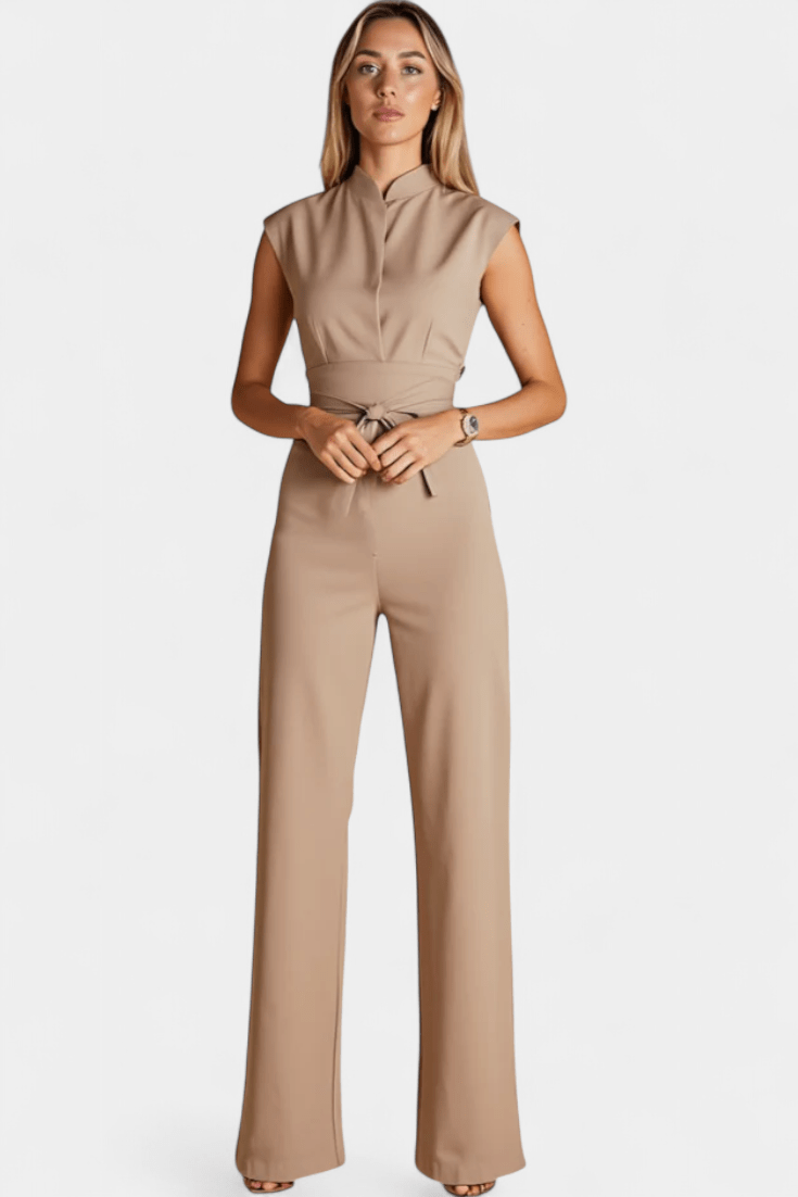 Ærmeløs jumpsuit med høj krave