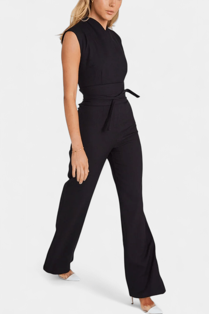 Ærmeløs jumpsuit med høj krave