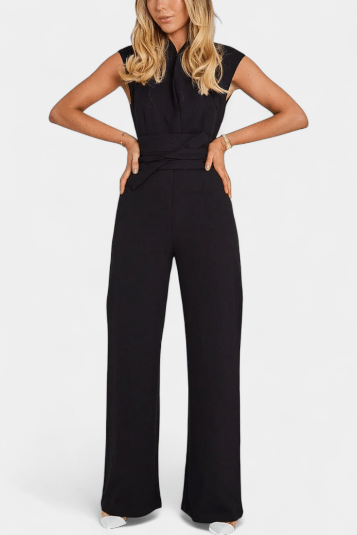 Ærmeløs jumpsuit med høj krave