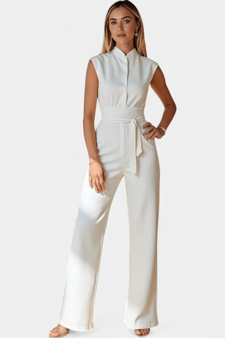 Ærmeløs jumpsuit med høj krave