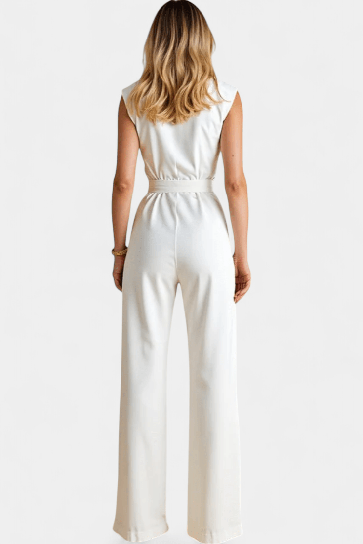 Ærmeløs jumpsuit med høj krave
