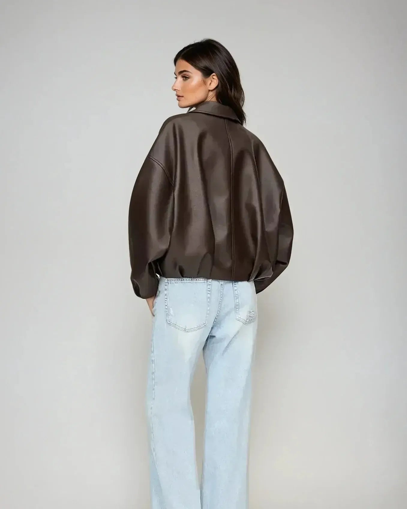 Oversized jakke i læderlook