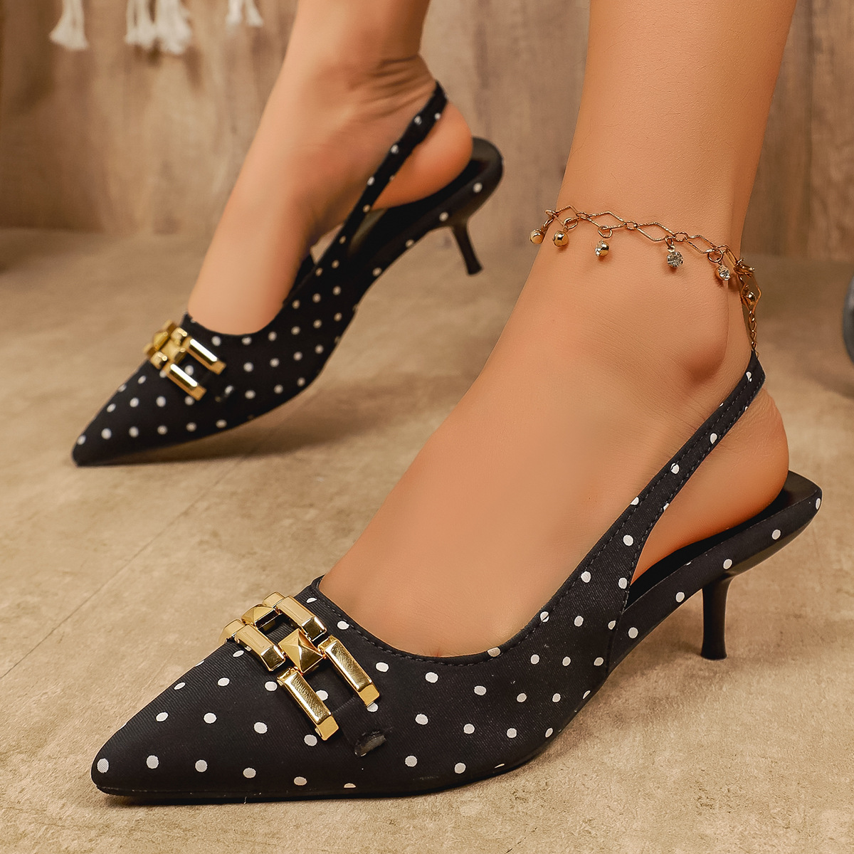 Odette Polkadot Slingback Hæle