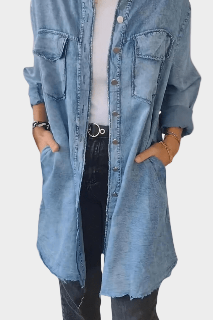 Denim skjortekjole med lommer