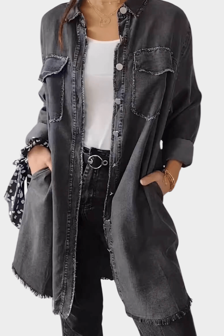 Denim skjortekjole med lommer