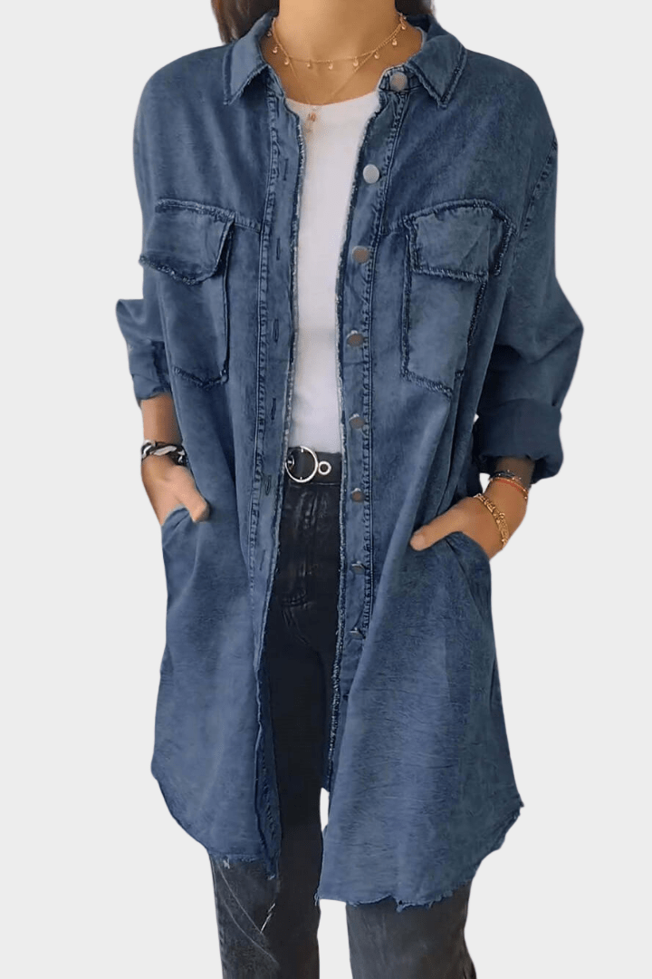 Denim skjortekjole med lommer