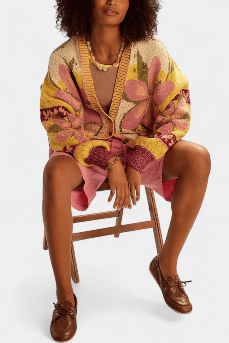 Blomstret cardigan