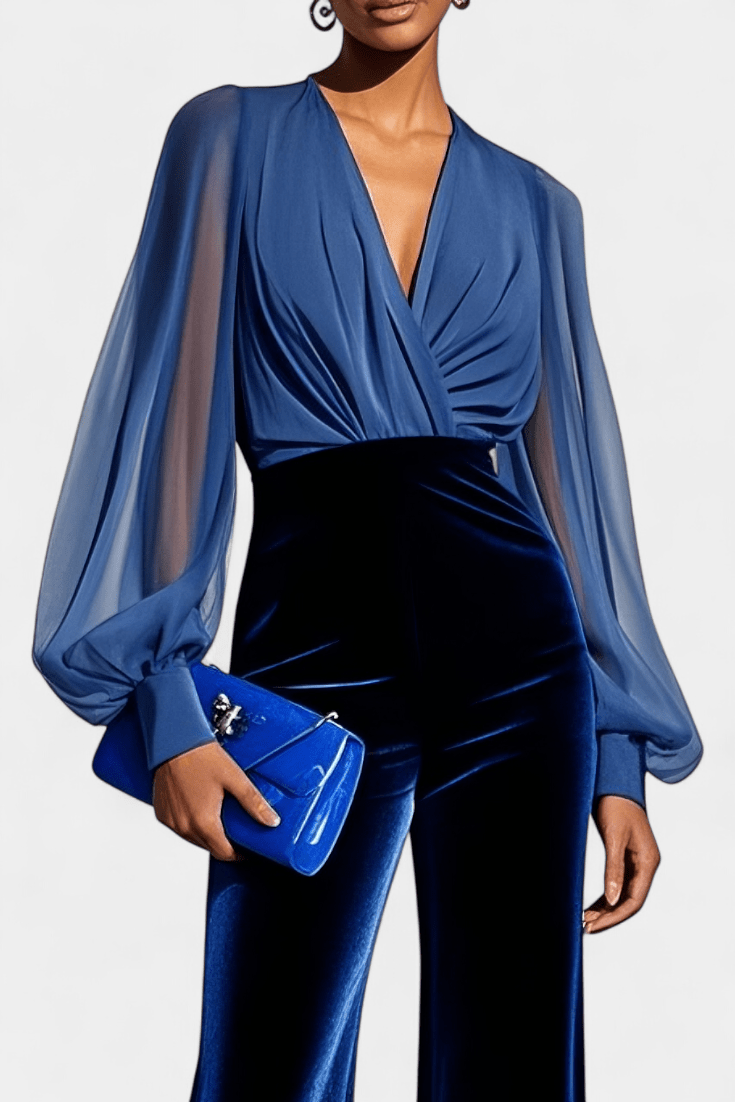 Buksedragt med V-udskæring