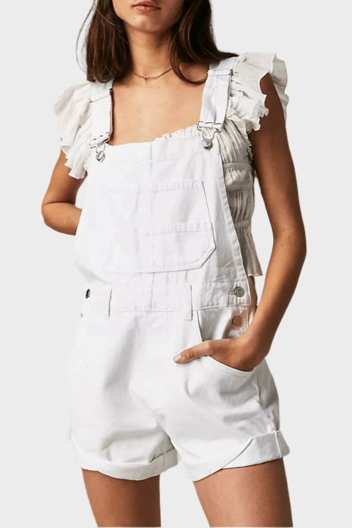 Denimshorts med seler