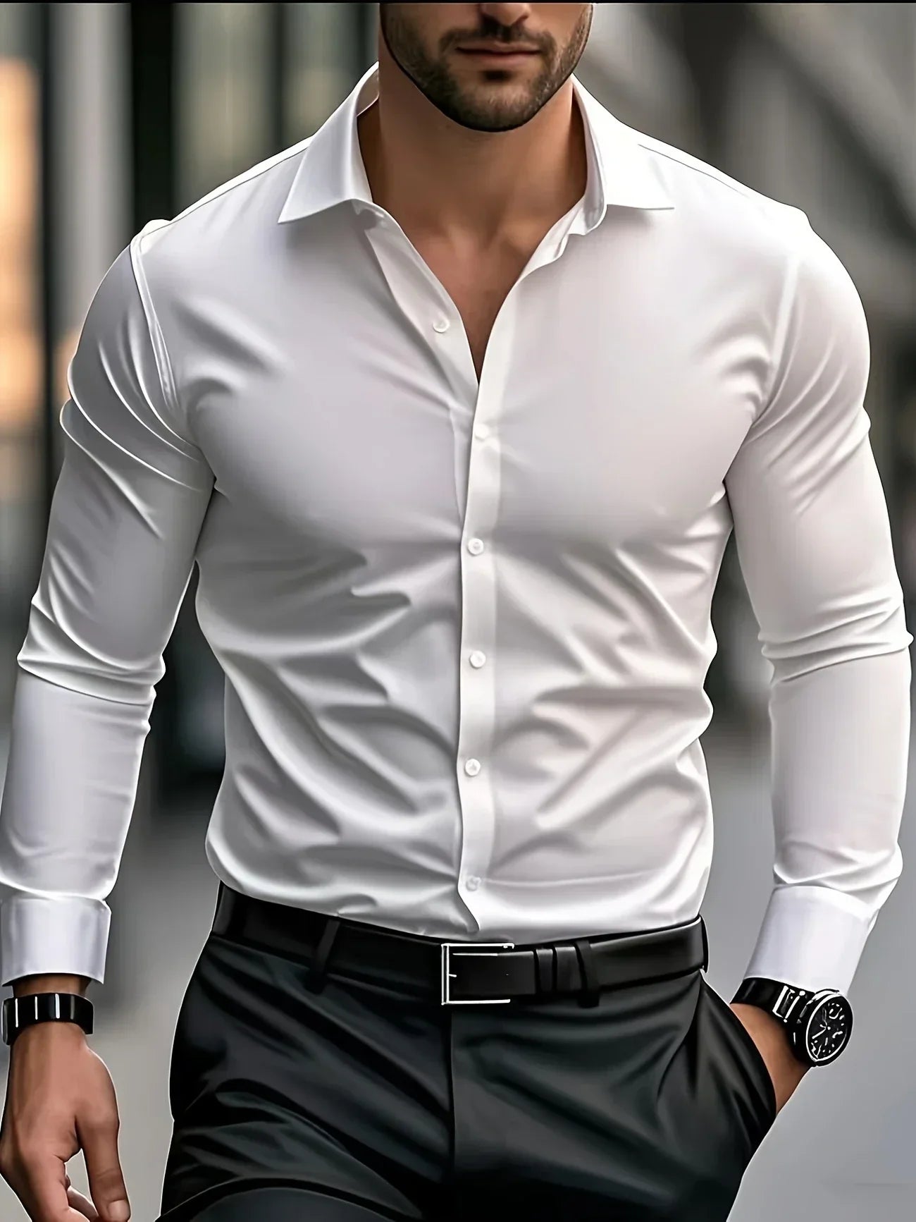 Lenoir™ | Elegant langærmet skjorte med knapper