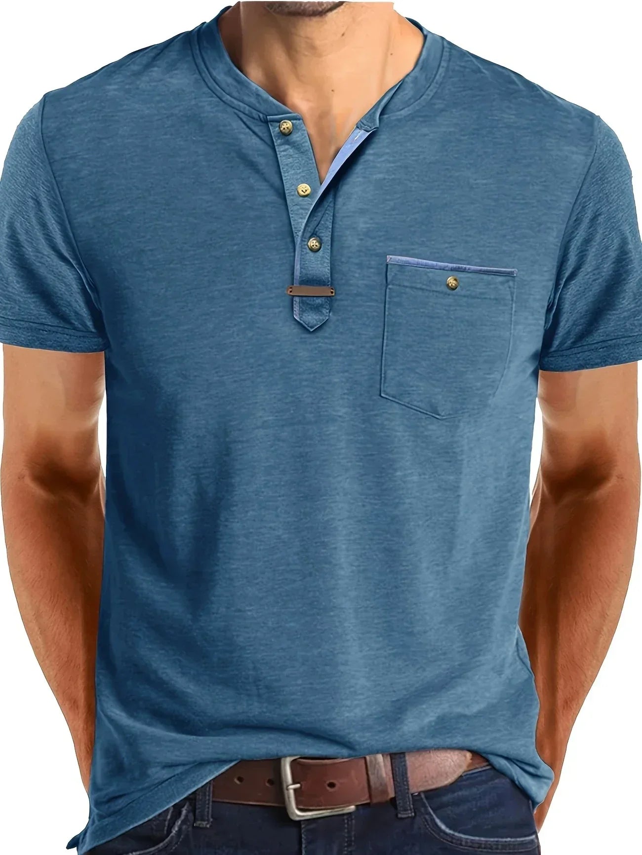 Lenoir™ | Elegant T-shirt med rund hals og lomme