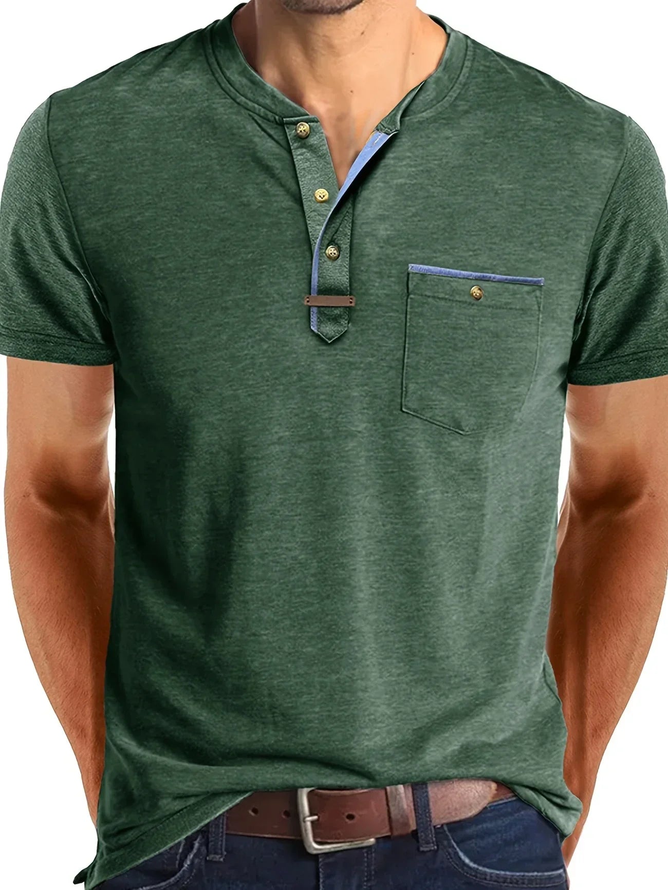 Lenoir™ | Elegant T-shirt med rund hals og lomme