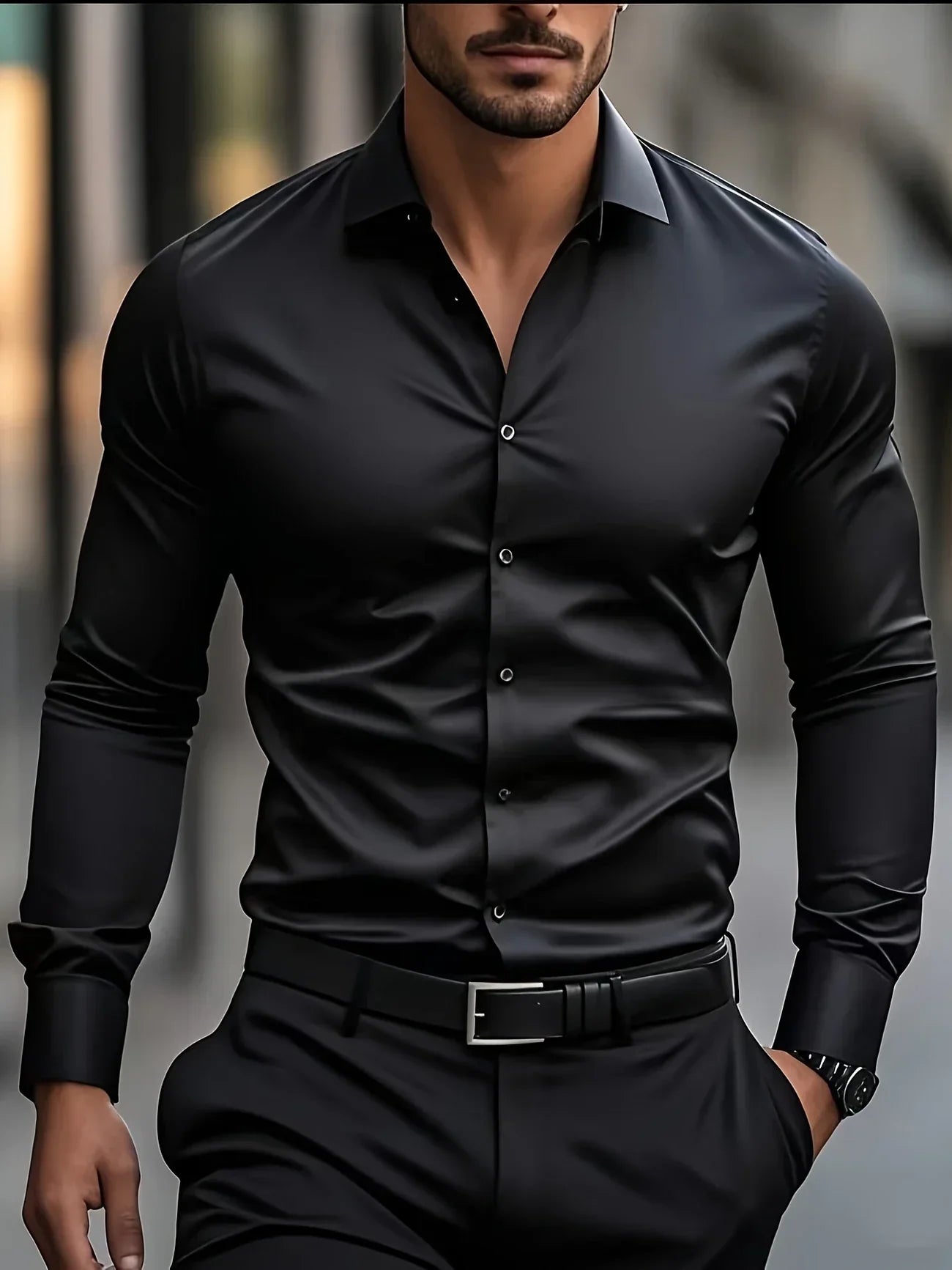 Lenoir™ | Elegant langærmet skjorte med knapper