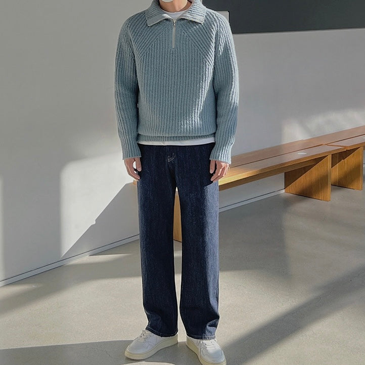 Lenoir™ | Pull Azure med kvart lynlås