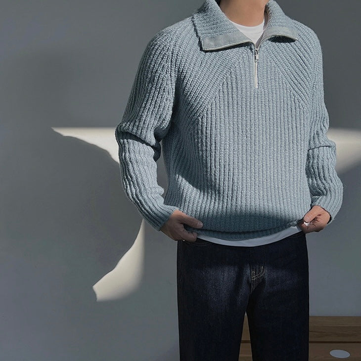 Lenoir™ | Pull Azure med kvart lynlås