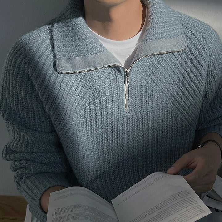 Lenoir™ | Pull Azure med kvart lynlås