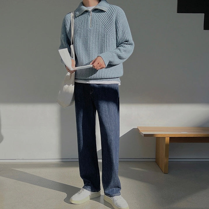 Lenoir™ | Pull Azure med kvart lynlås